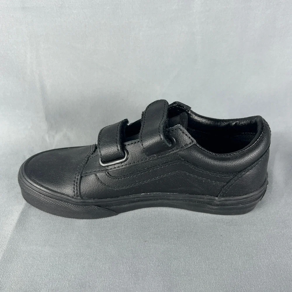 Vans Classic Old Skool Sneakers Kids US 2 Black Low Top Round Toe Hook & Loop